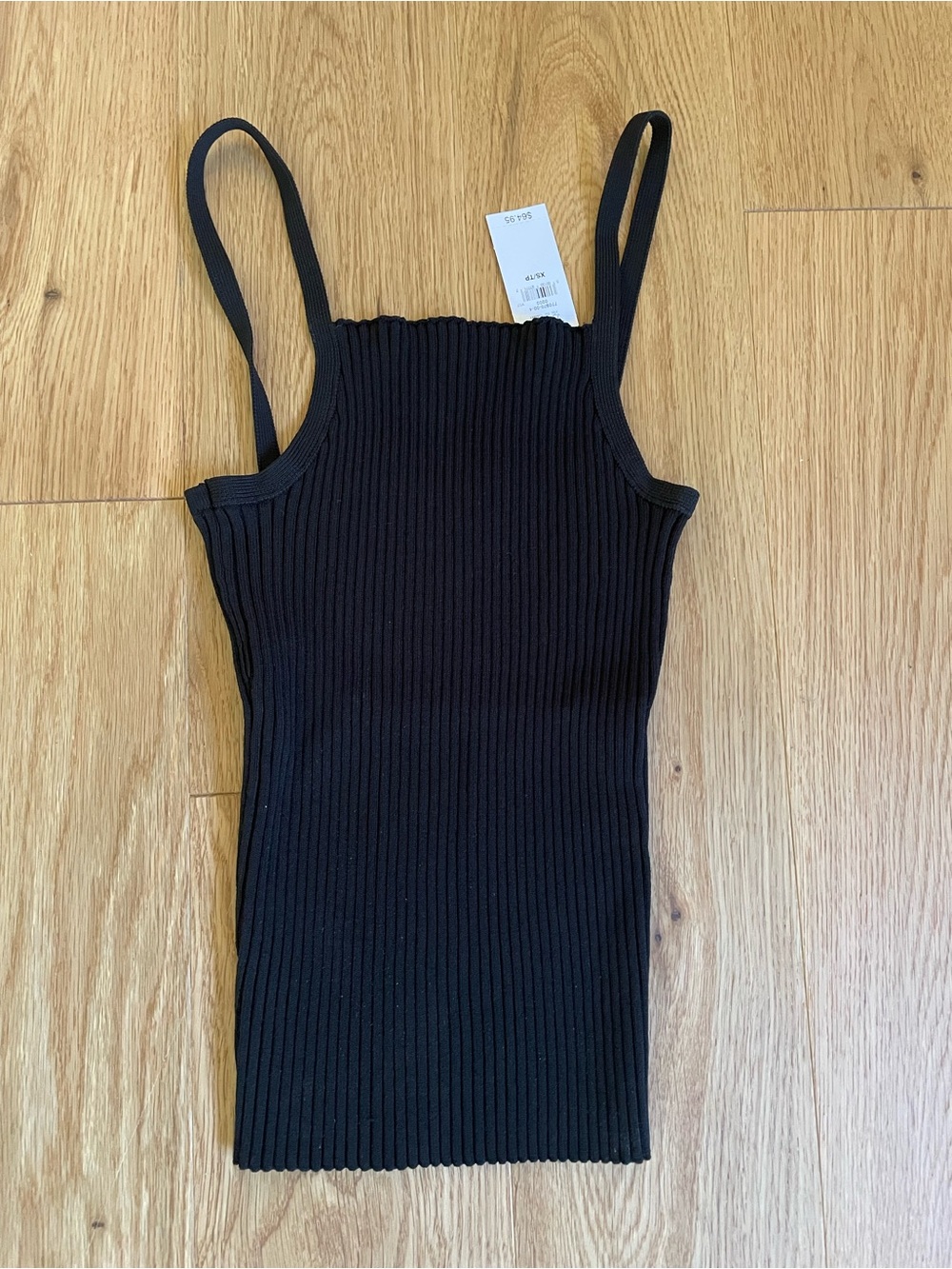 NWT Black Ribbed Square-Neck Knit Tank